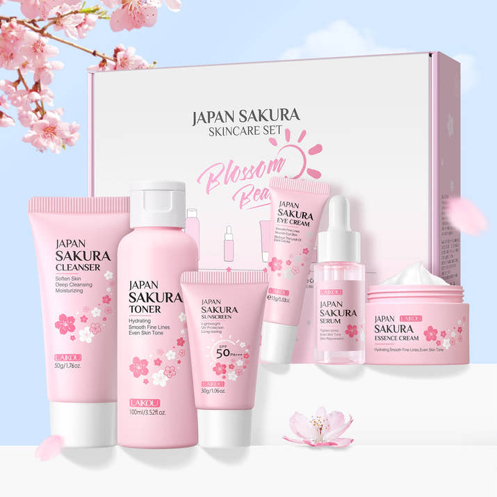Blossom Cherry 6-Piece Skincare Cleansing Kit: Your Complete Ritual for a Petal-Soft Complexion