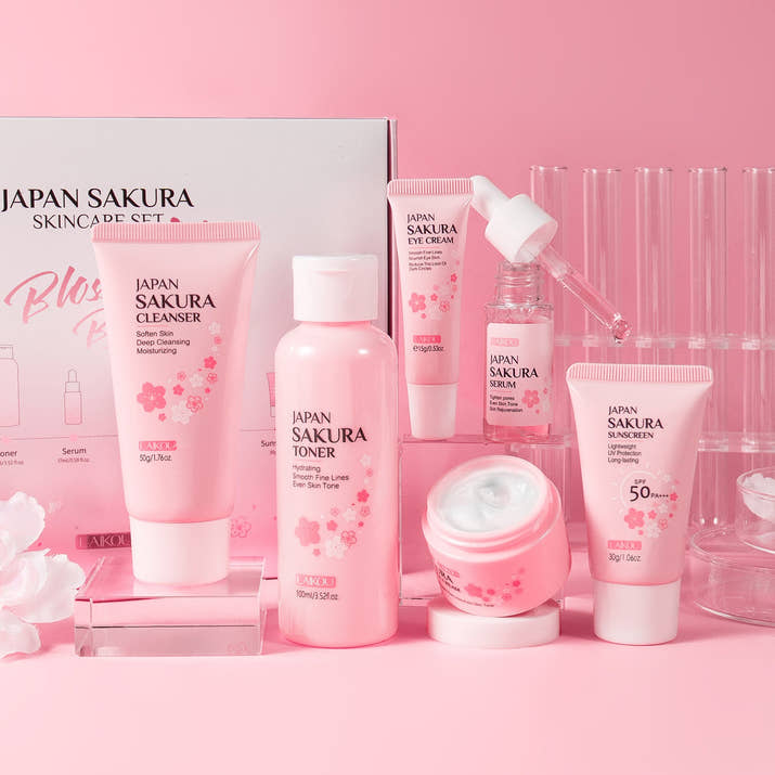 Blossom Cherry 6-Piece Skincare Cleansing Kit: Your Complete Ritual for a Petal-Soft Complexion