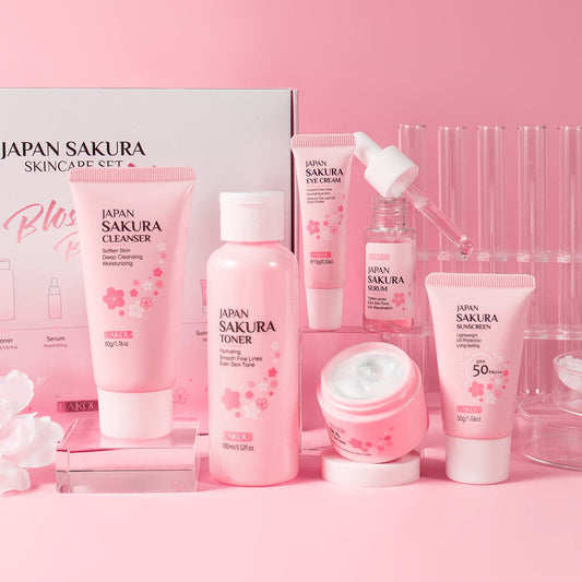 Blossom Cherry 6-Piece Skincare Cleansing Kit: Your Complete Ritual for a Petal-Soft Complexion