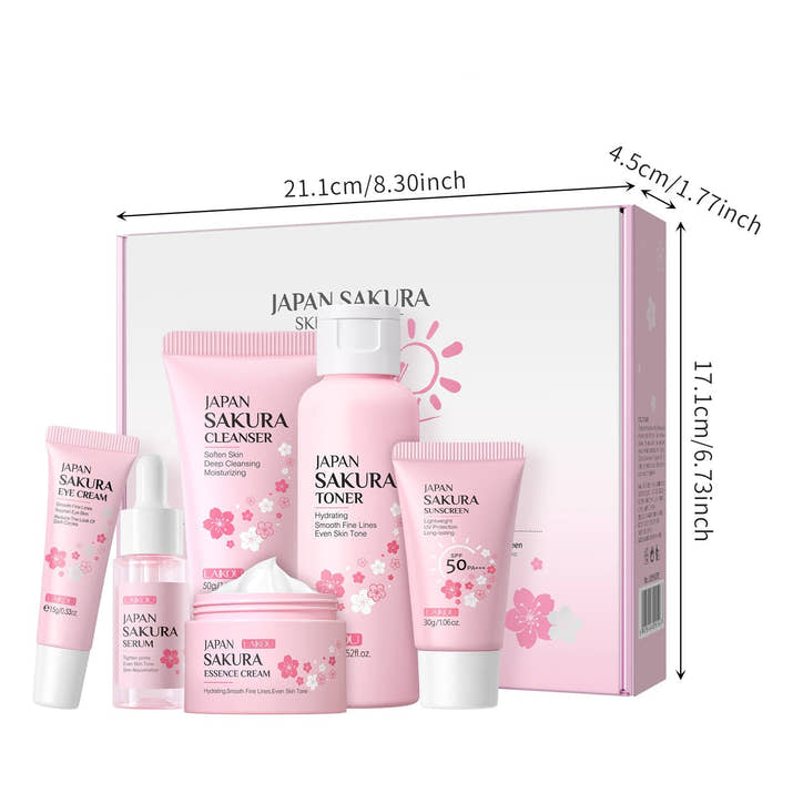 Blossom Cherry 6-Piece Skincare Cleansing Kit: Your Complete Ritual for a Petal-Soft Complexion