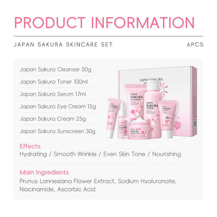 Blossom Cherry 6-Piece Skincare Cleansing Kit: Your Complete Ritual for a Petal-Soft Complexion