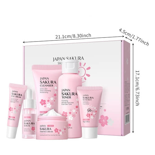 Blossom Cherry 6-Piece Skincare Cleansing Kit: Your Complete Ritual for a Petal-Soft Complexion